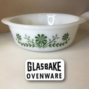 Vintage GLASBAKE Jeannette "Primrose Dream" Round Casserole Dish